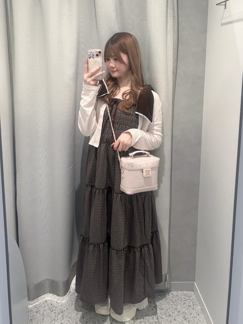 リボン付ティアードキャミワンピ
