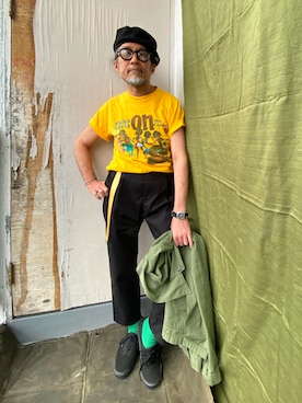 「UNIVERSAL OVERALL（ユニバーサルオーバーオール）のアイテム」を使った、柊木 毅 さん（メンズ・164cm）の春コーディネート