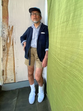 「BEN DAVIS（ベンデイビス）のアイテム（パンツ）」を使った、柊木 毅 さん（メンズ・164cm）の春コーディネート