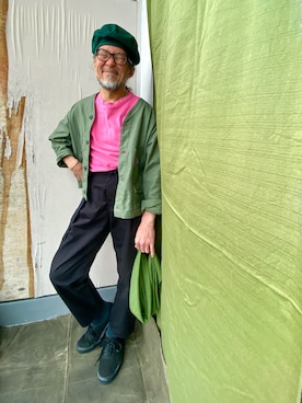 「UNIVERSAL OVERALL（ユニバーサルオーバーオール）のアイテム」を使った、柊木 毅 さん（メンズ・164cm）の春コーディネート