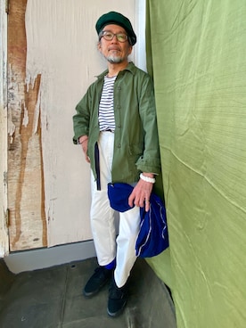 「UNIVERSAL OVERALL（ユニバーサルオーバーオール）のアイテム」を使った、柊木 毅 さん（メンズ・164cm）の春コーディネート