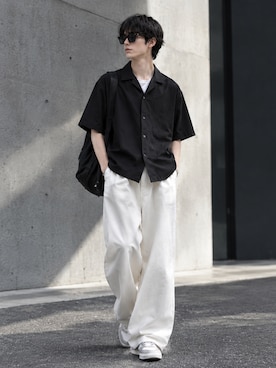 「no brand（ノーブランド）のアイテム（パンツ、ホワイト系）」を使った、yamalnさん（メンズ・178cm）の秋コーディネート