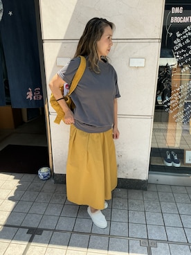 「EDOのアイテム（Tシャツ/カットソー、グレー系）」を使った、edo104さん（レディース・156cm）の春コーディネート