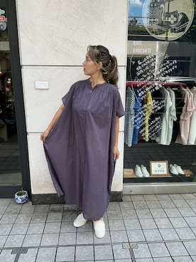 「Brocante（ブロカント）のアイテム（ワンピース/ドレス、パープル系）」を使った、edo104さん（レディース・156cm）の夏コーディネート