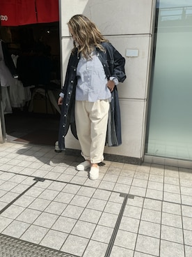 「DMGのアイテム（シャツワンピース、ブルー系）」を使った、edo104さん（レディース・156cm）の春コーディネート