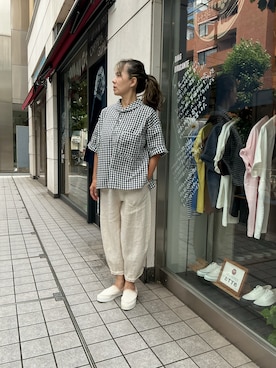 「DMGのアイテム（シャツ/ブラウス、その他）」を使った、edo104さん（レディース・156cm）の夏コーディネート