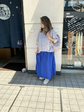 「Brocante（ブロカント）のアイテム（シャツ/ブラウス、パープル系）」を使った、edo104さん（レディース・156cm）の春コーディネート