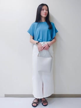 「アイテム（デニムスカート、ホワイト系）」を使った、yuriさん（レディース・164cm）の夏コーディネート
