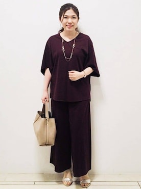 「COUP DE CHANCE（クードシャンス）の【2WAY】フェイクスエードコンビ ワンハンドルバッグ（ショルダーバッグ、イエロー系）」を使った、yuさん（レディース・153cm）の夏コーディネート