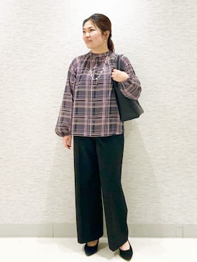 「COUP DE CHANCE（クードシャンス）の◆サークルロング（ネックレス、ゴールド系）」を使った、yuさん（レディース・153cm）の秋コーディネート