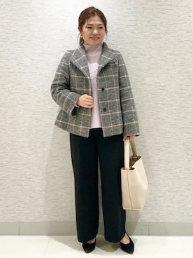 「COUP DE CHANCE（クードシャンス）の◆サークルロング（ネックレス、ゴールド系）」を使った、yuさん（レディース・153cm）の秋コーディネート