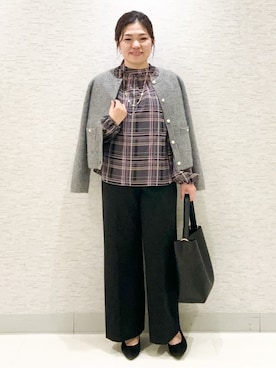 「COUP DE CHANCE（クードシャンス）の◆サークルロング（ネックレス、ゴールド系）」を使った、yuさん（レディース・153cm）の秋コーディネート