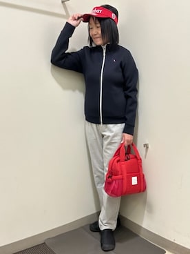 「adabat（アダバット）の【新レーベル ADABAT NAVY】UVカット/吸水速乾 インナー長袖モックネックT（Tシャツ/カットソー、ホワイト系）」を使った、CNさん（レディース・154cm）の秋コーディネート