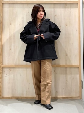 「THE SHOP TK （ザ ショップ ティーケー ）のオブリックトゥパンプス（パンプス）」を使った、nanaさん（レディース・147cm）の冬コーディネート