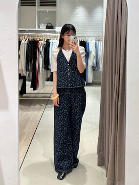 「mystic（ミスティック）のプレート付きワイドネックT（Tシャツ/カットソー、ピンク系）」を使った、ミクリさん（レディース・162cm）の夏コーディネート