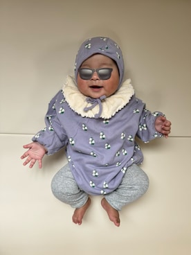 「melted butterのアイテム（その他ベビーウェア、パープル系）」を使った、ひなぷさん（キッズ・70cm）の冬コーディネート