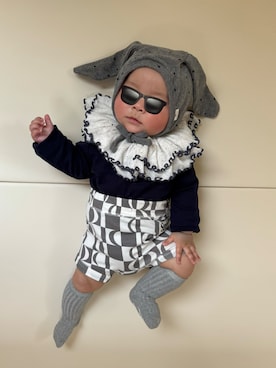 「H&M（エイチ・アンド・エム）のアイテム（トップス）」を使った、ひなぷさん（キッズ・70cm）の冬コーディネート