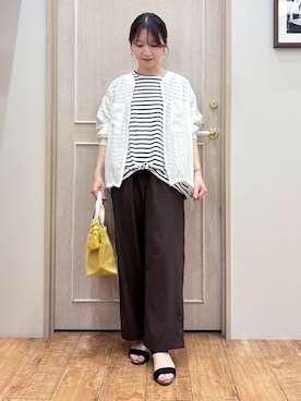 「SHOO・LA・RUE（シューラルー）のシアーリブブルゾン（ブルゾン、ホワイト系）」を使った、なみさん（レディース・161cm）の夏コーディネート