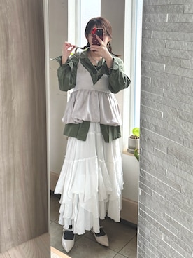 「ミリタリーシャツ」｜masamiさん（レディース・155cm）の冬コーディネート