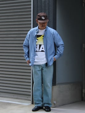 「BIAS DOGS（バイアスドッグス）のBIAS DOGS / バイアスドッグス UBIK（Tシャツ/カットソー、ホワイト系）」を使った、タッキーさん（メンズ・171cm）の春コーディネート