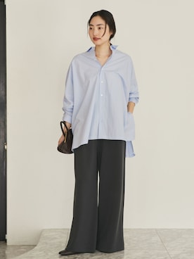 「plage（プラージュ）のsandwash loose パンツ（その他パンツ、グレー系）」を使った、mizukaさん（レディース・162cm）の春コーディネート