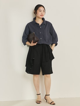 「plage（プラージュ）のShort パンツ（その他パンツ、ブラック系）」を使った、mizukaさん（レディース・162cm）の冬コーディネート