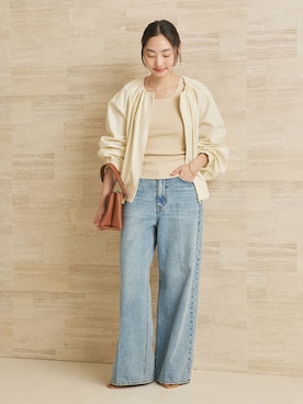 「plage（プラージュ）のsoft デニムパンツ（デニムパンツ、ブルー系）」を使った、mizukaさん（レディース・162cm）の春コーディネート
