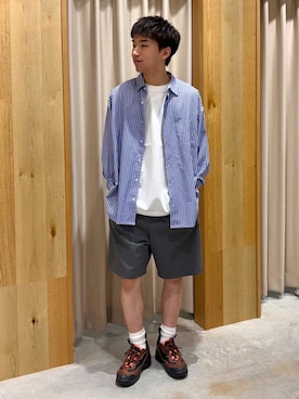 「UNIVERSAL OVERALL（ユニバーサルオーバーオール）のアイテム」を使った、らいむさん（メンズ・170cm）の春コーディネート
