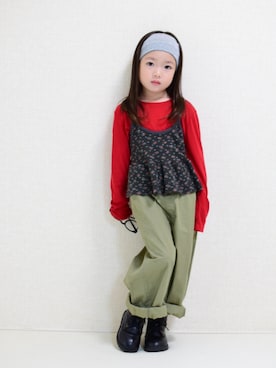 「アイテム（ヘアアクセサリー、グレー系）」を使った、maaさん（キッズ・110cm）の秋コーディネート