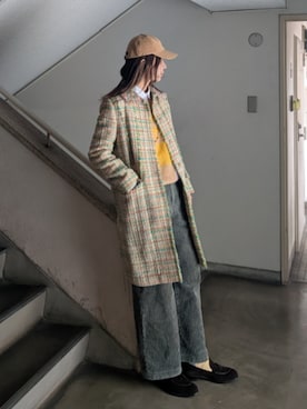 ステンカラーコートを使った「ツイードコート」のレディース人気