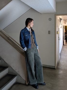 「VINTAGE（ヴィンテージ）のアイテム（その他パンツ）」を使った、Kikkaさん（レディース・168cm）の冬コーディネート