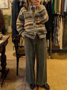 「VINTAGE（ヴィンテージ）のアイテム（パンツ）」を使った、Kikkaさん（レディース・168cm）の冬コーディネート