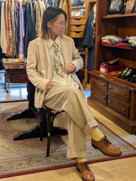 「アイテム（ノーカラーコート）」を使った、Kikkaさん（レディース・168cm）の春コーディネート