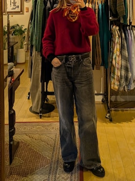 「ETRO（エトロ）のアイテム」を使った、Kikkaさん（レディース・168cm）の冬コーディネート