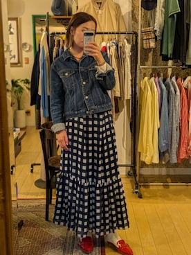 「VINTAGE（ヴィンテージ）のアイテム（ジャケット/アウター）」を使った、Kikkaさん（レディース・168cm）の春コーディネート