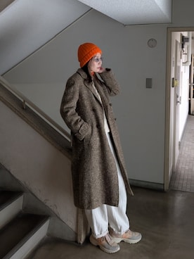 「VINTAGE（ヴィンテージ）のアイテム（ダウンジャケット/コート）」を使った、Kikkaさん（レディース・168cm）の冬コーディネート