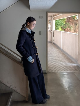 「アイテム（ダッフルコート）」を使った、Kikkaさん（レディース・168cm）の冬コーディネート