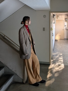 「アイテム（テーラードジャケット）」を使った、Kikkaさん（レディース・168cm）の冬コーディネート