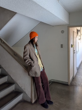 「VINTAGE（ヴィンテージ）のアイテム（テーラードジャケット）」を使った、Kikkaさん（レディース・168cm）の秋コーディネート