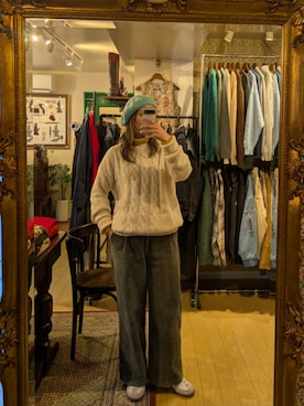 「VINTAGE（ヴィンテージ）のアイテム（その他パンツ）」を使った、Kikkaさん（レディース・168cm）の冬コーディネート