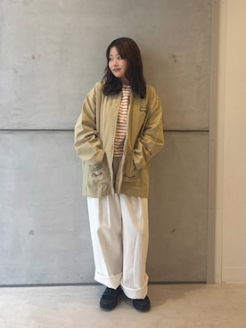 「かぐれ（カグレ）のホワイトデニムワイドパンツ（その他パンツ、ホワイト系）」を使った、eruさん（レディース・158cm）の夏コーディネート