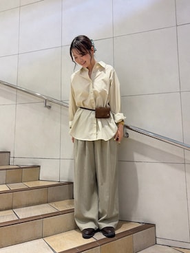 「アイテム（ローファー、イエロー系）」を使った、eruさん（レディース・158cm）の秋コーディネート