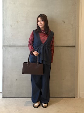 「URBAN RESEARCH Sonny Label（アーバンリサーチサニーレーベル）のペプラムフリルアソートオールインワン（つなぎ/オールインワン、ブルー系）」を使った、eruさん（レディース・158cm）の夏コーディネート
