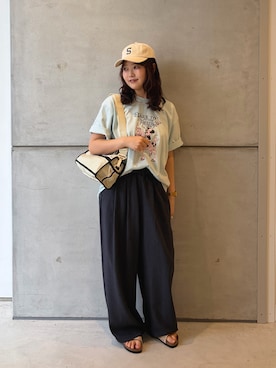 「URBAN RESEARCH Sonny Label（アーバンリサーチサニーレーベル）のアイテム（帽子）」を使った、eruさん（レディース・158cm）の夏コーディネート
