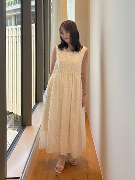 「白ワンピース」｜eruさん（レディース・158cm）の夏コーディネート