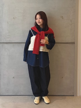 「URBAN RESEARCH DOORS（アーバンリサーチドアーズ）のデニムバンドカラーシャツ（シャツ/ブラウス、ブルー系）」を使った、eruさん（レディース・158cm）の秋コーディネート