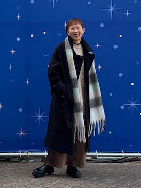 「アイテム（ストール/ショール）」を使った、kimkim1204さん（レディース・165cm）の冬コーディネート