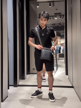「ARMANI EXCHANGE（アルマーニエクスチェンジ）の【A|X アルマーニ エクスチェンジ】ゴールドチェーンブレスレットCLASSIC_AXG0078710（ブレスレット、その他）」を使った、AOさん（メンズ・170cm）の夏コーディネート