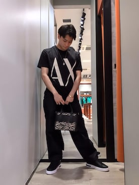 「ARMANI EXCHANGE（アルマーニエクスチェンジ）のアイテム（Tシャツ/カットソー）」を使った、AOさん（メンズ・170cm）の夏コーディネート
