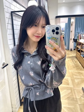 「LOWRYS FARM（ローリーズファーム）のフラワーワッフルプルオーバー　1096083（Tシャツ/カットソー、グレー系）」を使った、りいあ🥣さん（レディース）の秋コーディネート